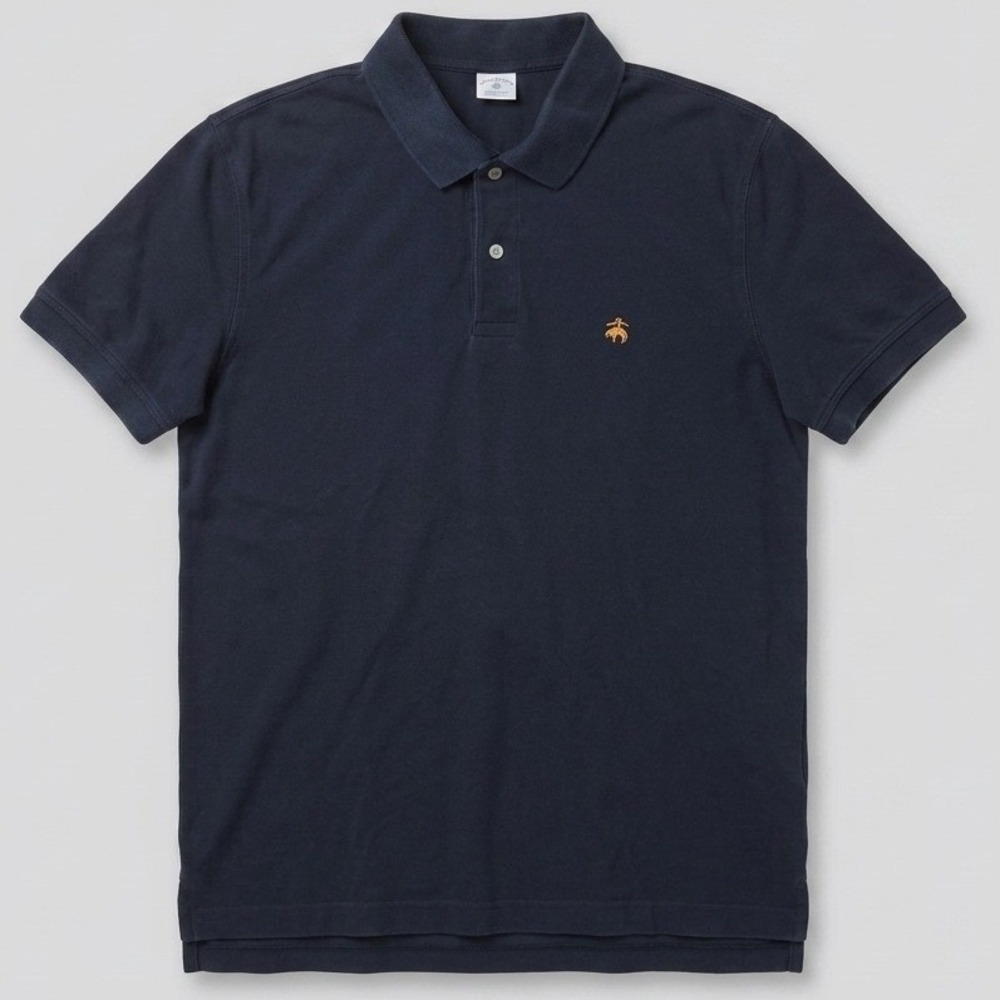 Brooks Brothers 1818 Mens XXL Slim Fit Navy Blue Cotton Pique Polo Shirt Logo